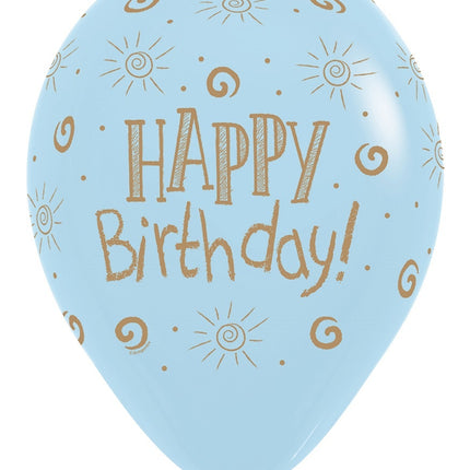 Ballons Happy Birthday Sun Pastell Matte Mix 30cm 25pcs