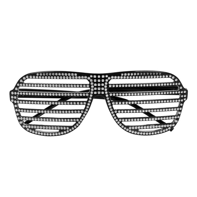 Schwarze Brille Gestreift Glitzer
