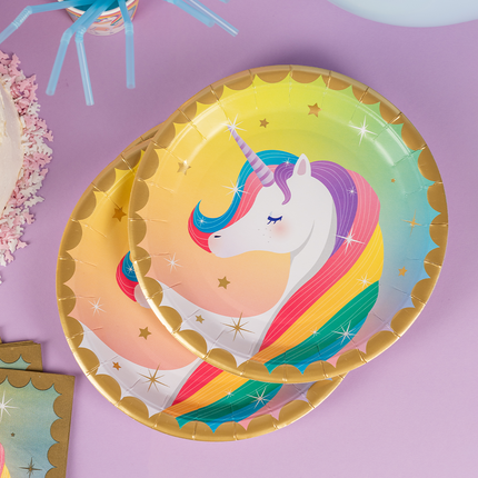 Einhorn Teller Bunt 23cm 8Stk