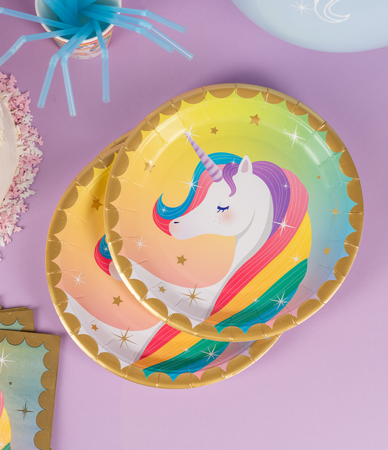 Einhorn Teller Bunt 23cm 8Stk