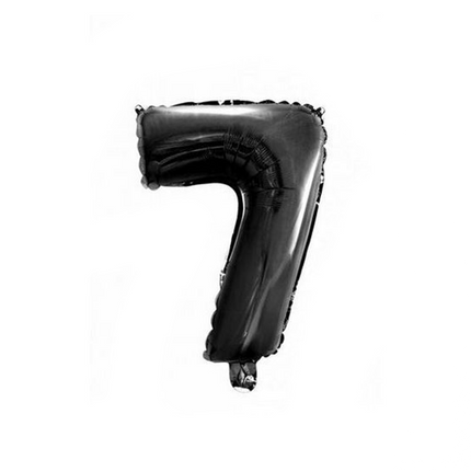 Folienballon Figur 7 Schwarz 41cm mit Strohhalm