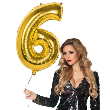 Goldener Zahlenballon 6 Jahre 86cm