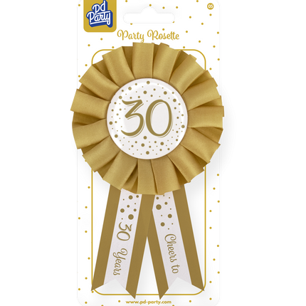 Rosette 30 Jahre Gold Weiß 14cm