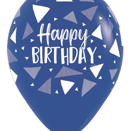 Ballons Happy Birthday Dreiecke Blau Mix 30cm 25Stk