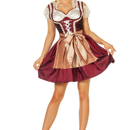 Bordeauxrotes Dirndlkleid Oktoberfest Damen