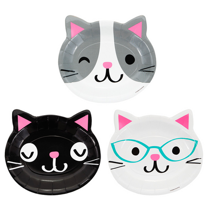 Bunte Partykatzen Teller 23cm 8Stück