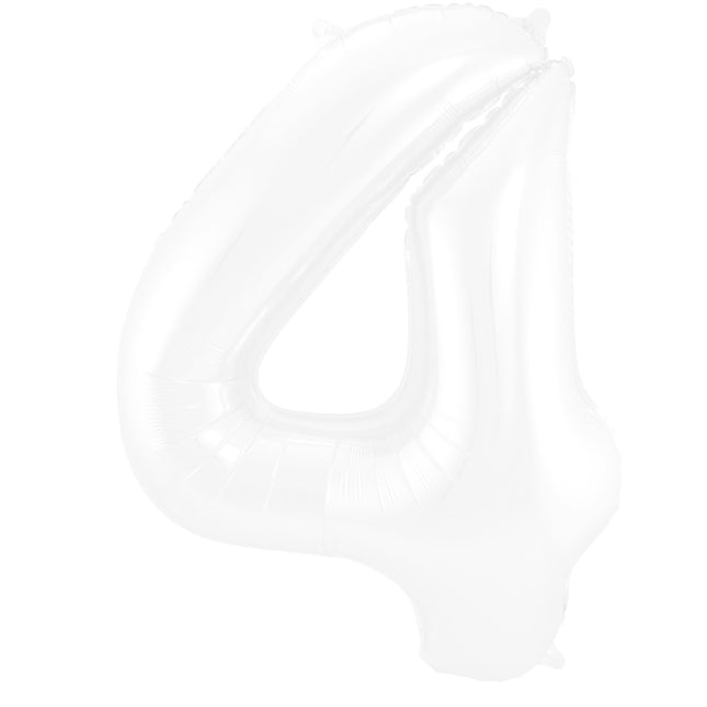 Folienballon Figur 4 Matt Weiß XL 86cm leer