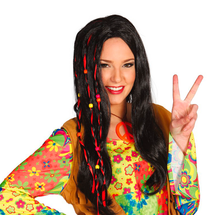 Hippie Perücke Schwarz