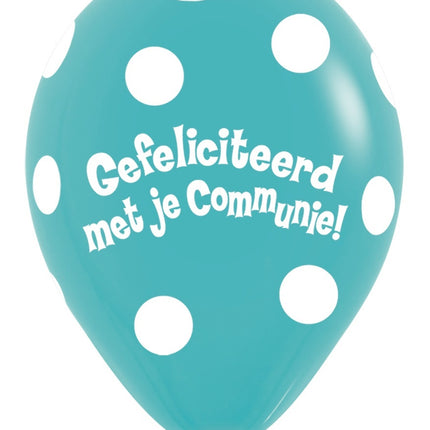 Ballons Kommunion Polka Dots Karibik Blau 30cm 50Stück