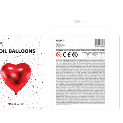 Helium Ballon Herz Rot Leer 45cm