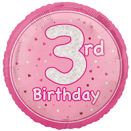 3 Jahre Helium Ballon Rosa Leer 45cm