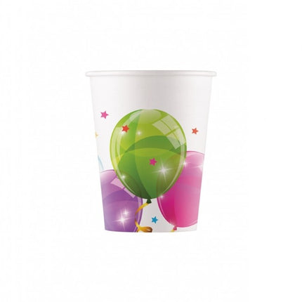 Becher Ballons Bunt 200ml 8Stk