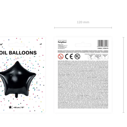 Heliumballon Star Schwarz Leer 48cm
