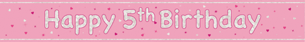 Happy Birthday Banner Hellrosa 5 Jahre 2.74m