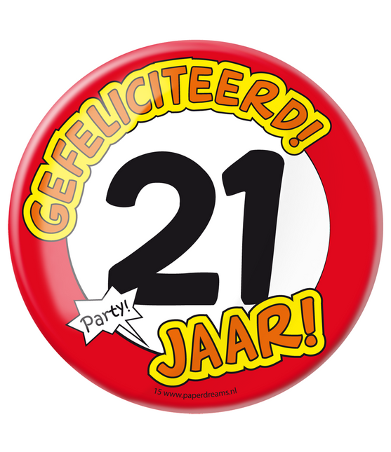Button 21 Jahre Verkehrsschild 10,2cm