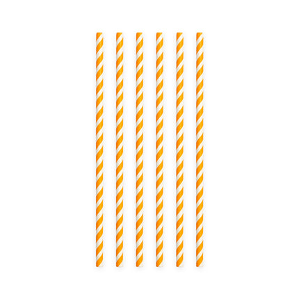 Papierstrohhalme Orange Gestreift 19,7cm 20Stück