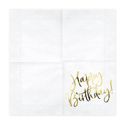 Weiße Servietten Happy Birthday 33cm 20Stück