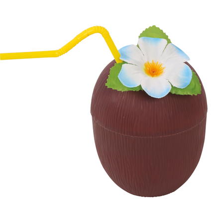 Kokosnuss Glas Stroh und Blume
