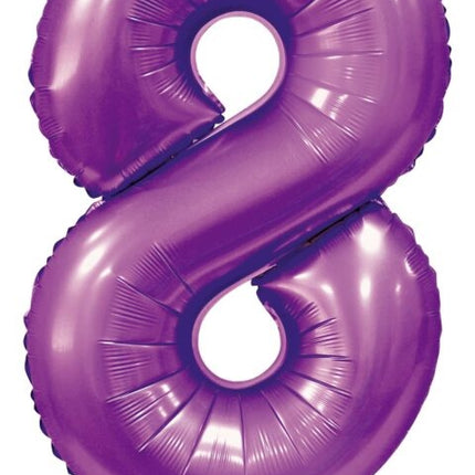 Lila Nummer Ballon 8 Jahre Glanz 86cm