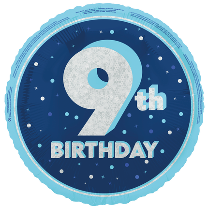 9 Jahre Helium Ballon Blau Leer 45cm