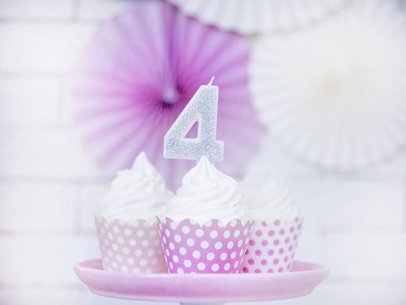 Kerze 4 Jahre Silber 7cm