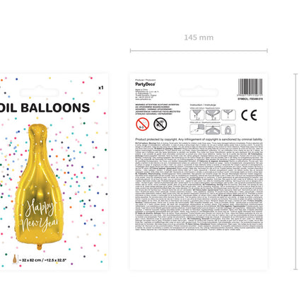 Helium Ballon Flasche Frohes Neues Jahr Leer 82cm