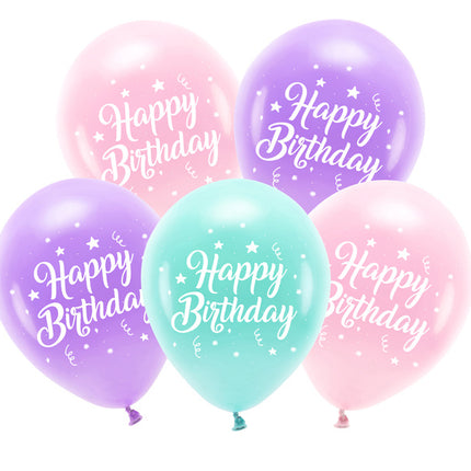 Happy Birthday Ballons bunt 26cm 5Stk