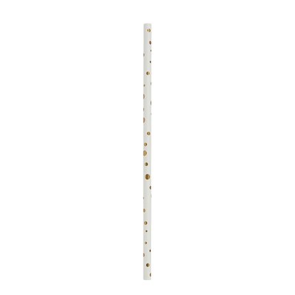 Papierstrohhalme Gold Dots Weiß 20cm 8pcs