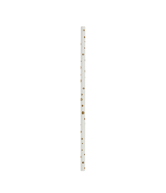 Papierstrohhalme Gold Dots Weiß 20cm 8pcs