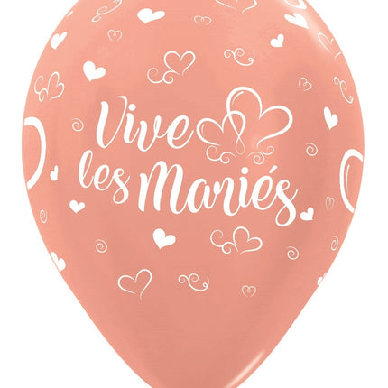 Ballons Vive Les Maries Herzen Metallic Rose Gold 30cm 25Stk