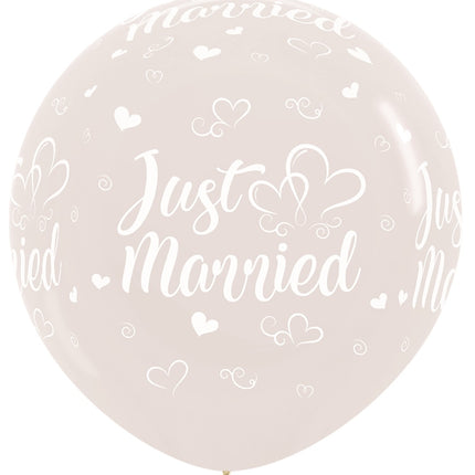 Ballons Just Married Hearts Crystal Clear 2 Stück