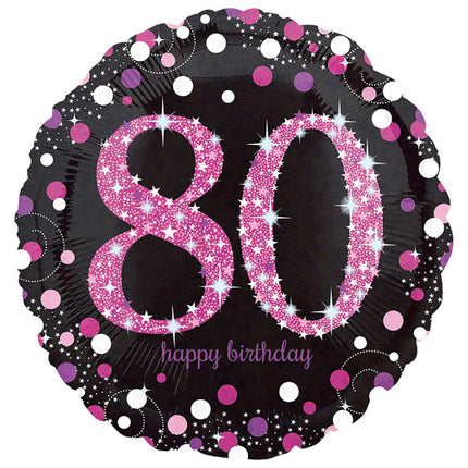 Helium Ballon 80 Jahre Rosa 43cm leer