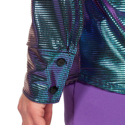 Disco Bluse Metallisch Lila Blau