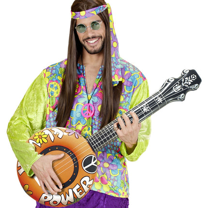 Hippie 60S Fake Banjo Orange Aufblasbar 1m