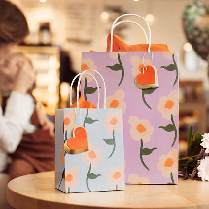Partytaschen Blumen Rosa 32cm