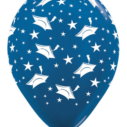 Ballons Graduation Hüte Metallic Blau 30cm 25Stk