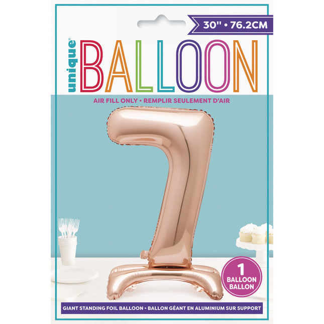 Folienballon Figur 7 Rose Gold Standard 76cm