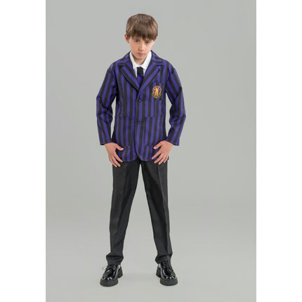 Kostüm Mittwoch Schuluniform Schwarz/Lila Junge