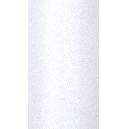 Weiße Tüllrolle Glitter 15cm 9m