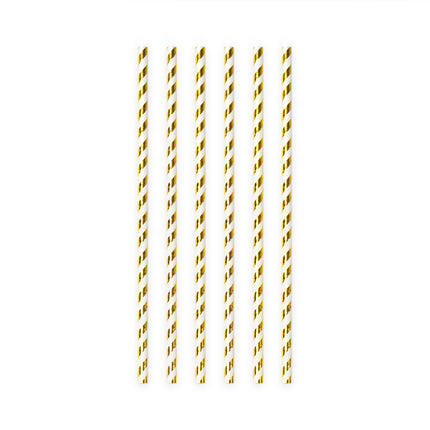 Papierstrohhalme Gold gestreift 19,7cm 20Stück