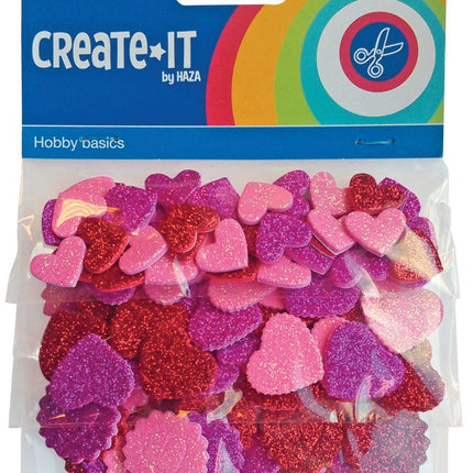 Foam Hartjes Glitter 132st van Haza Witbaard koop je bij Partywinkel