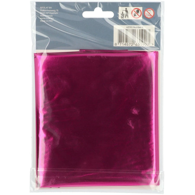 Folie Ballon Cijfer 0 Fuchsia Metallic XL 86cm leeg van Folat koop je bij Partywinkel