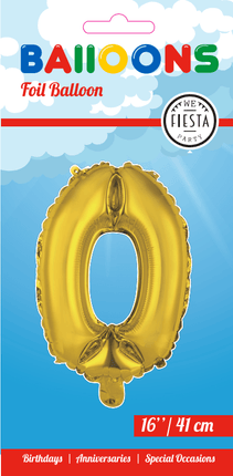 Folie Ballon Cijfer 0 Goud 41cm met Rietje van WeFiesta koop je bij Partywinkel