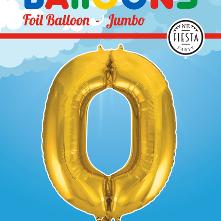 Folie Ballon Cijfer 0 Goud XL 86cm leeg - Partywinkel - 5712735006770