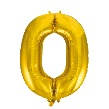 Folie Ballon Cijfer 0 Goud XL 86cm leeg - Partywinkel - 5712735006770