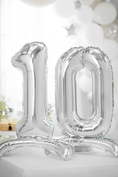 Folie Ballon Cijfer 0 Zilver Standaard Leeg 70cm van Partydeco koop je bij Partywinkel