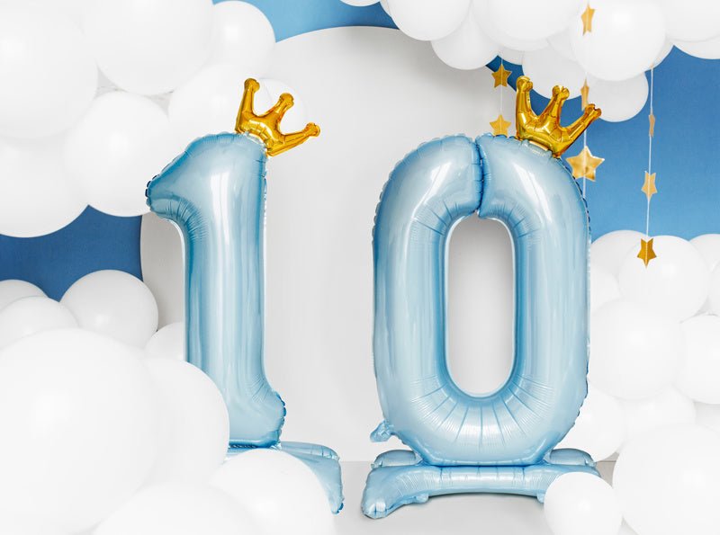 Folie Ballon Cijfer 1 Lichtblauw Standaard Leeg 84cm van Partydeco koop je bij Partywinkel