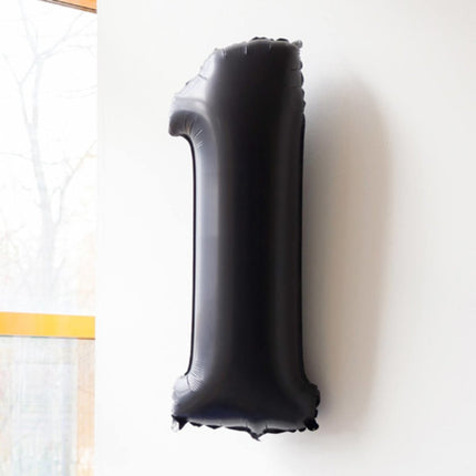 Folie Ballon Cijfer 1 Mat Zwart XL 86cm leeg van Folat koop je bij Partywinkel