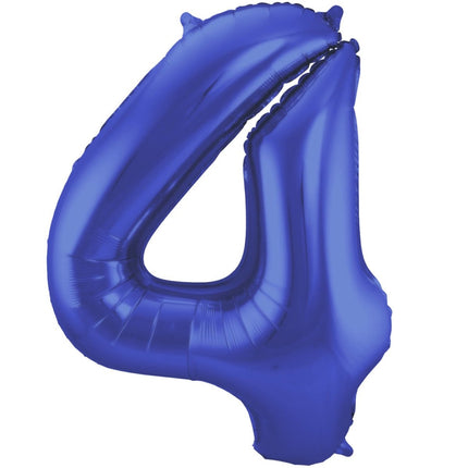 Folie Ballon Cijfer 4 Mat Blauw XL 86cm leeg van Folat koop je bij Partywinkel
