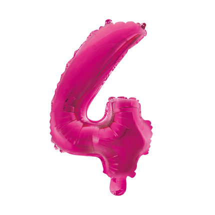 Folie Ballon Cijfer 4 Roze 41cm met Rietje van WeFiesta koop je bij Partywinkel